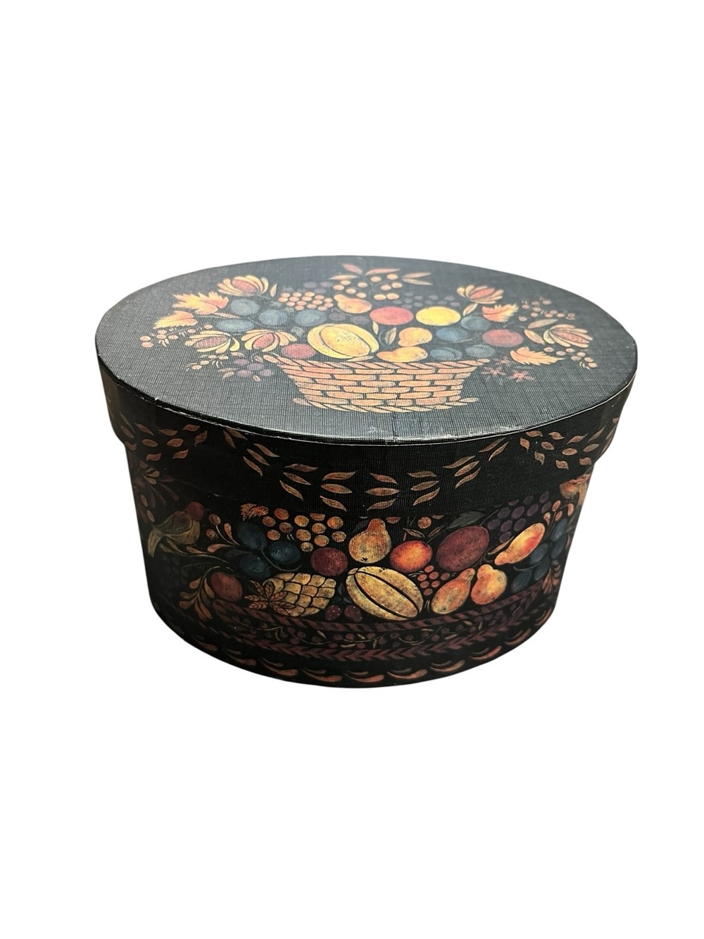 Bobs Boxes Primitive Floral Band Box Black Colonial Style Board